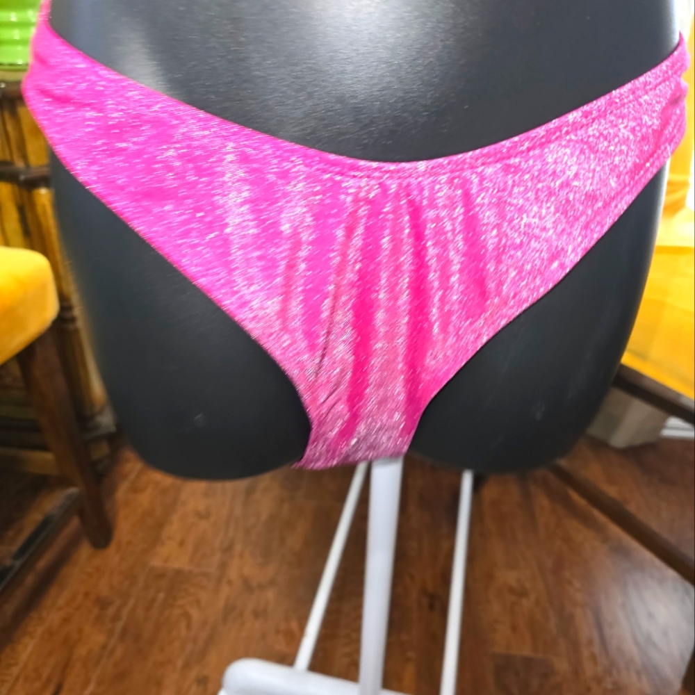 BCBGeneration Pink/Sparkle bikini bottoms  sz L